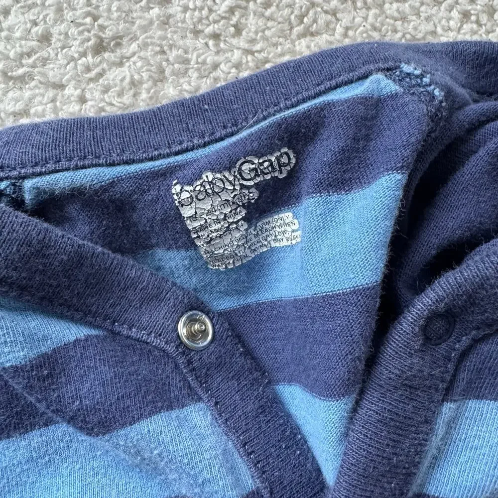 Baby Gap Striped Romper in Blue with Front Snap Closure